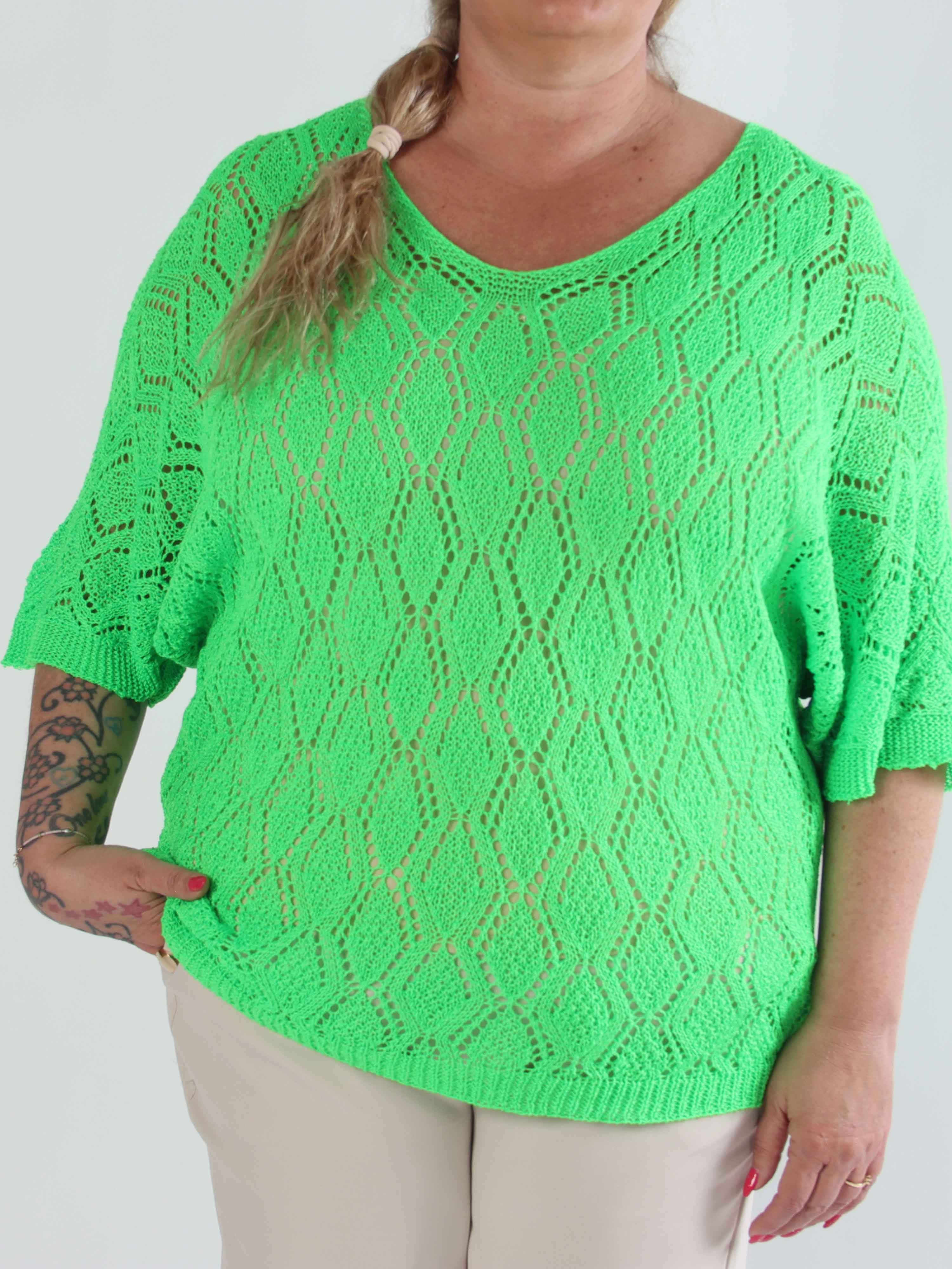 Deisy - Sød plus size tunika i strikket hulmønster